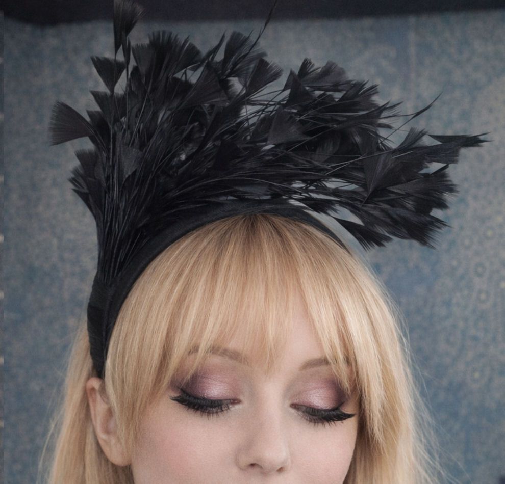 Black Feather Headband Fascinator Hair Piece