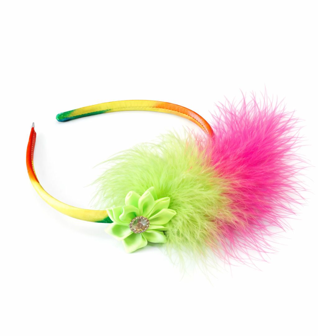 Rainbow Feather & Flower Headband &ndash; Vibrant Multicolour Accessory
