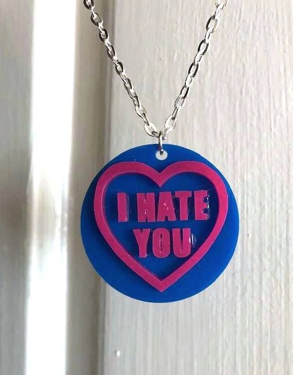I Hate You Love Heart Necklace