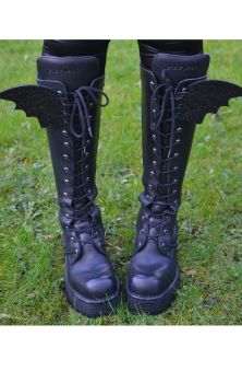 Bat Wings For Shoes - Black Glitter