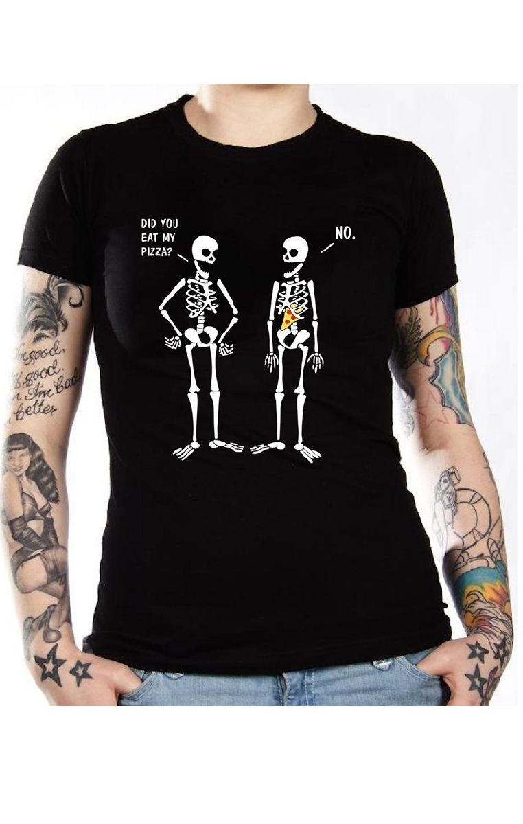 Pizza Skeleton T Shirt