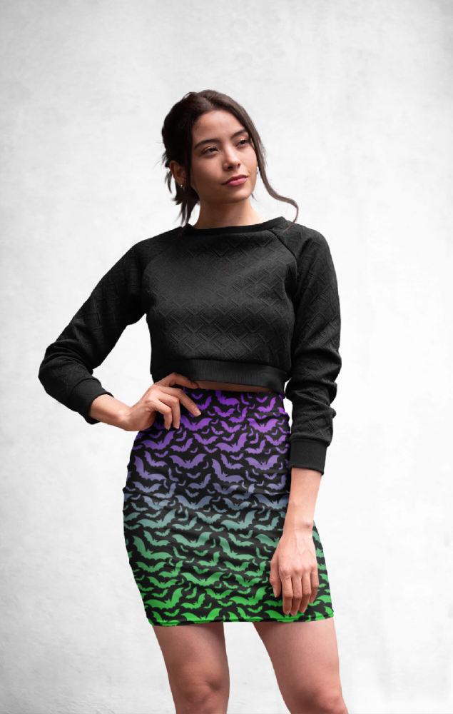 Ombre Chiroptera Pencil Skirt