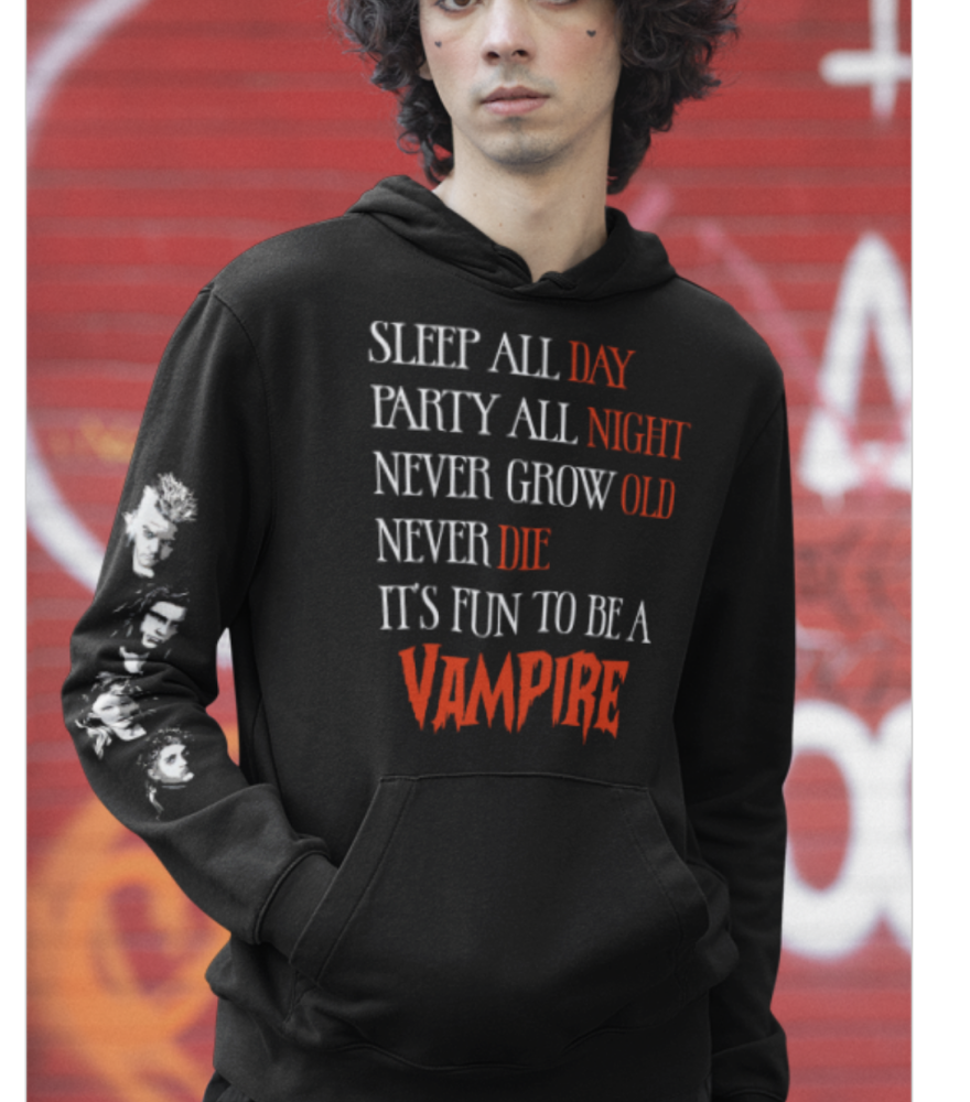 It’s Fun To Be A Vampire Sleeve Print Hoodie