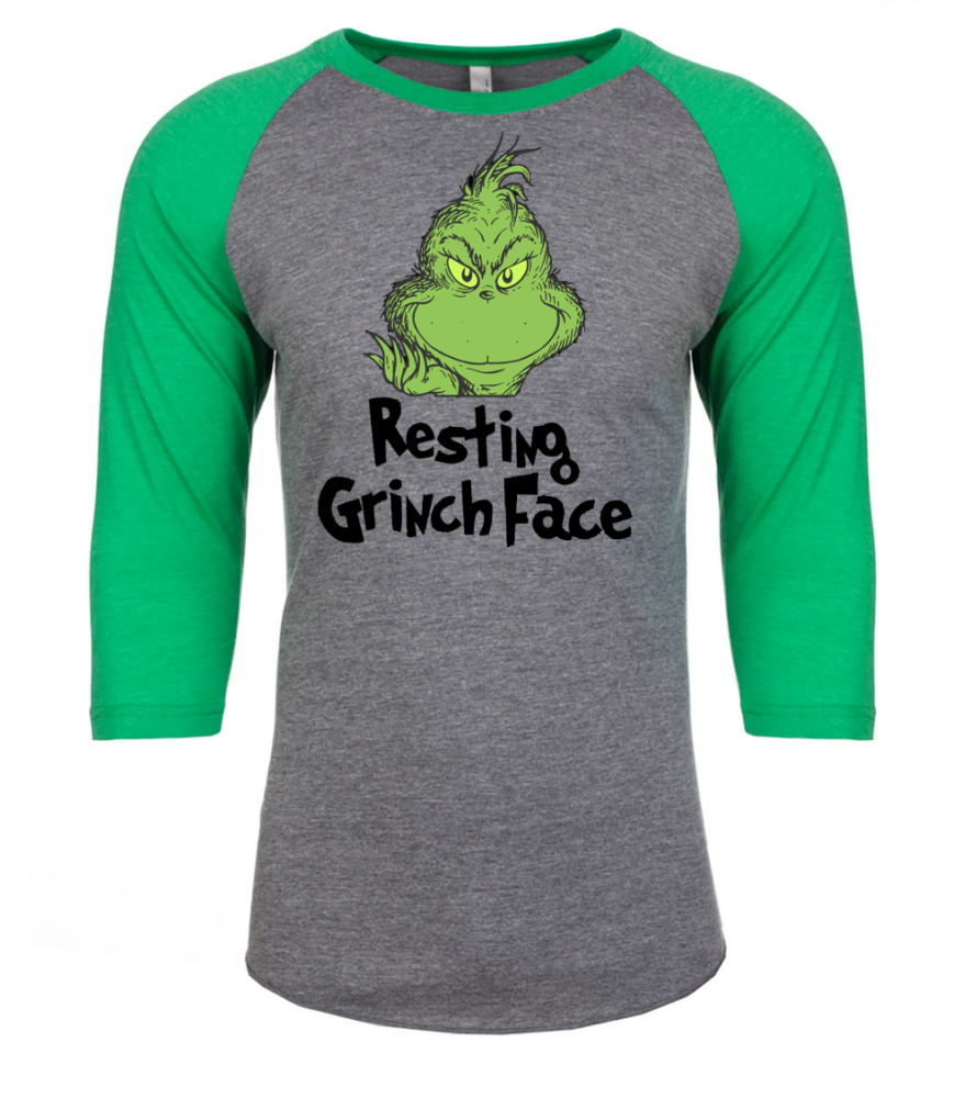 Resting Grinch Face Raglan Top