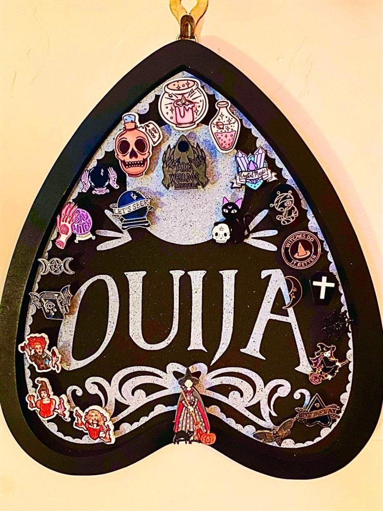Ouija Print Planchette Pin Board (with free Hocus Pocus pin set)