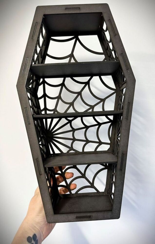 Cobweb Cutout Coffin Shelf
