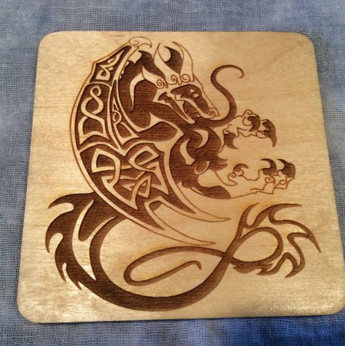 Celtic Dragon Drinks Coaster Wooden Scottish Handmade