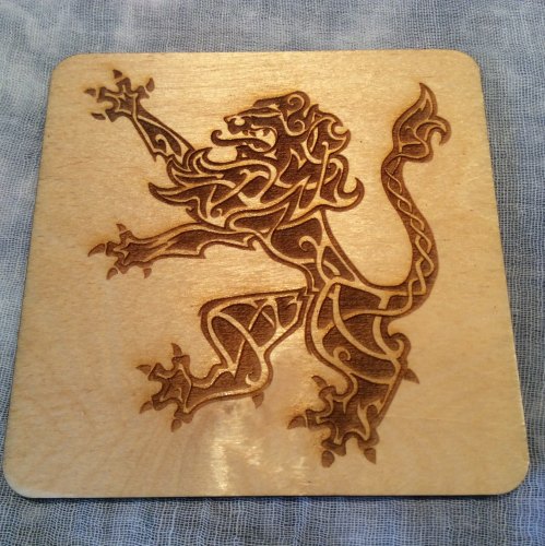 Celtic Lion Rampant Drinks Coaster Wooden Scottish