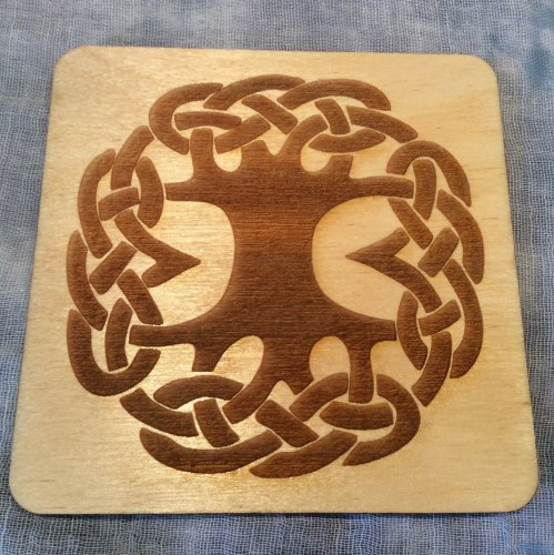 Celtic Tree Of Life Drinks Coaster Wooden Scottish Handmade