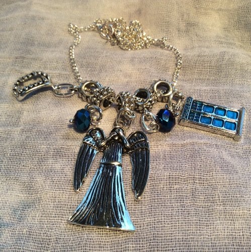 Dr Who Necklace Weeping Angel Fangs Tardis