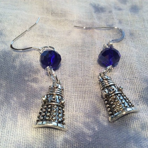Dr Who Earrings Dalek Charms Sterling