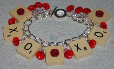 Scrabble Charm Bracelet Letters Crystals Name Personalisation Gift