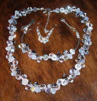 Swarovski 6mm top-drilled bicone large cluster necklace and earrings