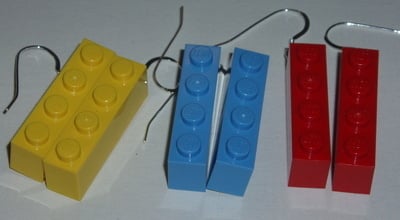 Lego Earrings 4x1 Pair Drop Sterling Brick Geek Retro Swarovski