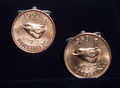 Farthing Cufflinks Coins Wrens Birthday Anniversary Gift