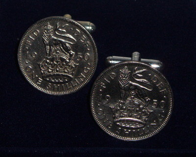 Shilling Cufflinks Scottish English Coin Birthday Anniversary Gift