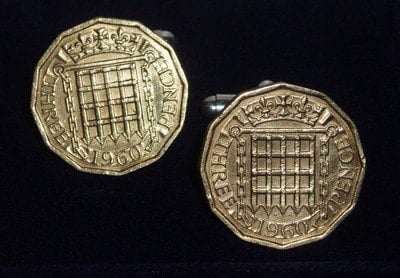 Threepence Cufflinks Thropence Thrup'enny Thrupenny Coins