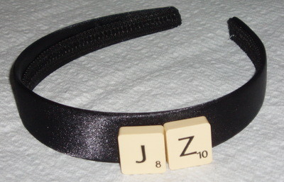 Scrabble Hair Band Personalised Letters Black Satin