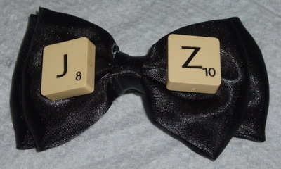 Scrabble Barrette Hair Bow Personalised Letter Initials Black