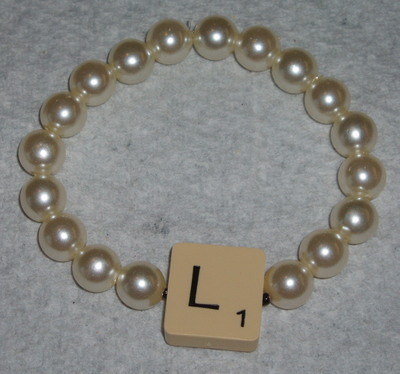 Scrabble Bracelet Pearl Letters Initial Letter J K Swarovski