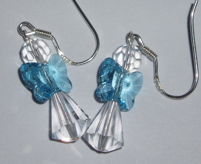 Angel Earrings Butterfly Wing Swarovski Handmade Birthday Gift