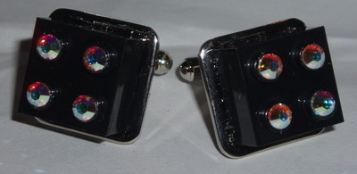 Lego Cufflinks Black 2x2 Lego Bricks and 8 Swarovski Crystals