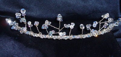 Tiara 3 branch Graduated Swarovski Crystal Bridal Bride Wedding