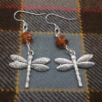Outlander Inspired Dragonfly Amber Earrings