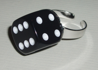 Dice Ring Black Rockabilly