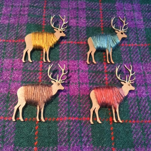 Highland Stag Brooch Wool Wrapped