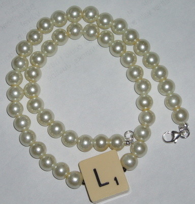 Scrabble Necklace Glass Pearls All Letters