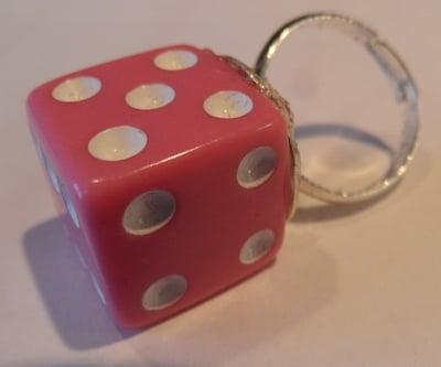 Dice Ring Baby Pink Rockabilly
