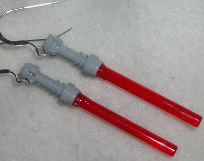 Lego Earrings Lightsaber Star Wars Red Retro Re-cycled