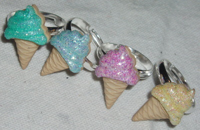 Ice Cream Ring Glitter Childs Adjustable Small