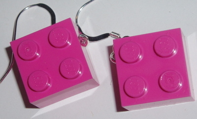 Lego Earrings 2x2 Brick Drop Sterling Geek Retro Swarovski