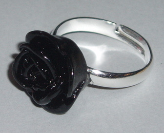Rose Ring Black Childs Adjustable