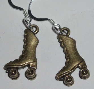 Roller Skate Earrings Mod Brass