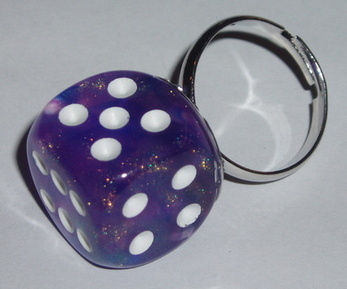 Dice Ring Purple Borealis Rockabilly Chessex Adjustable