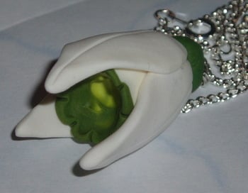 Snowdrop Pendant Spring Snow White Fimo Handmade