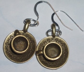 Teacup Earrings Brass