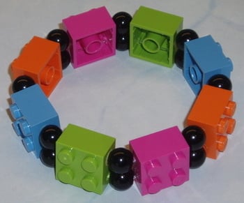 Lego Bracelet 2 Row 2x2 Brick Pearls Stretch Jewellery