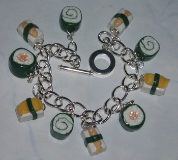 Sushi Dream Charm Bracelet Miniature Art handmade
