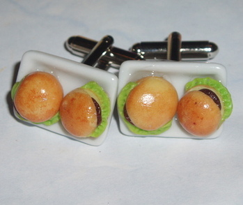 Burgers Cufflinks Bun Lettuce Plate