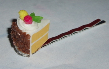 Piece of Chocolate and Roses Cake Hair Clip