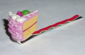 Piece of Raspberry Rose Cake Hair Clip