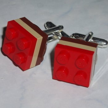 Lego Cufflinks 3 Stripe 2x2 Plates Team Football Rugby University