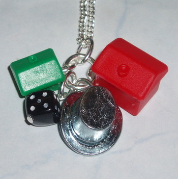 Monopoly Hat Pendant Hotel House Black Dice