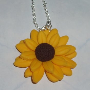 Sunflower Pendant Yellow Flower Summer Fimo Handmade Scotland