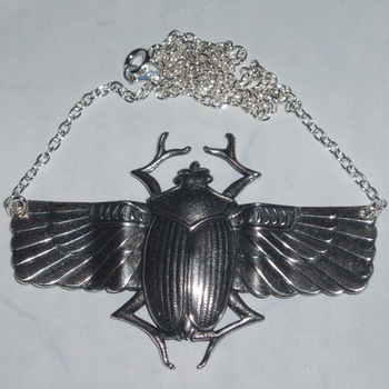 Scarab Beetle Pendant Necklace Winged Egyptian Style Swarovski