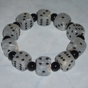 Dice Stretch Bracelet Pearly White Rockabilly Genuine Gaming